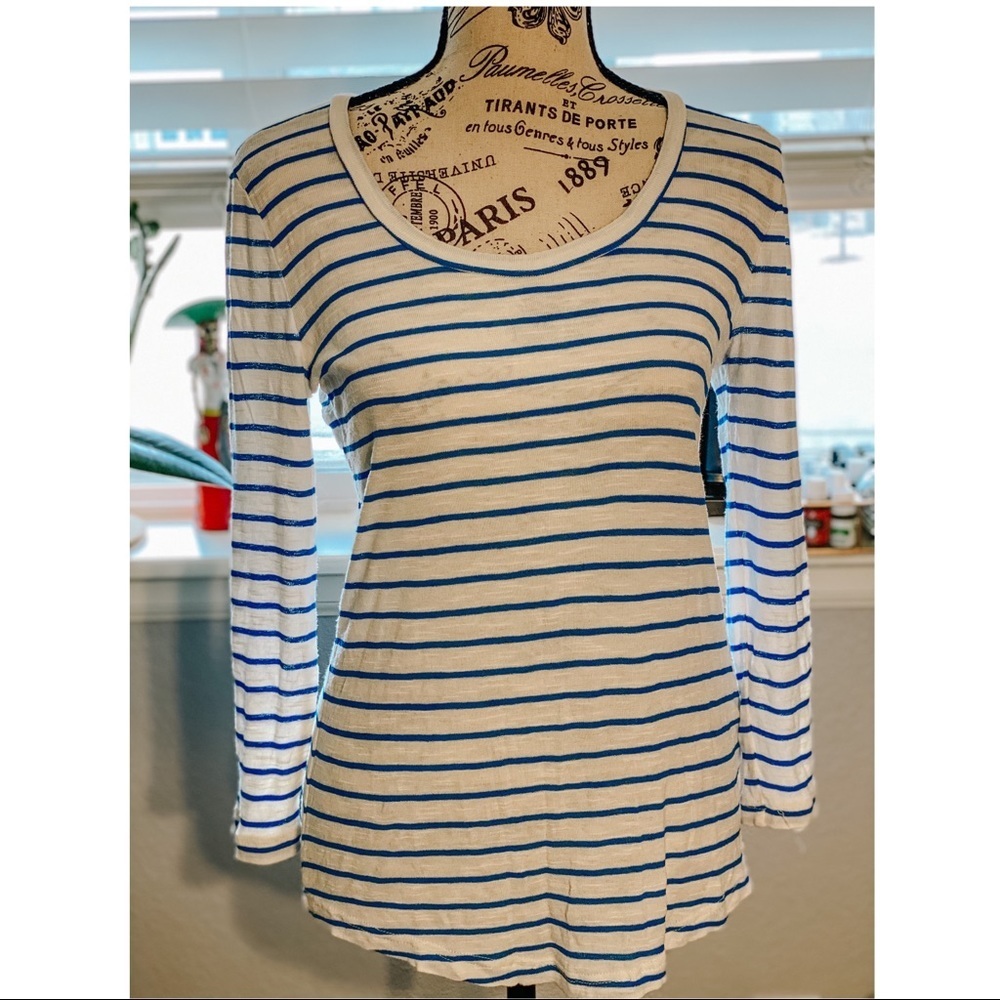 Madewell 3/4 Length Stripped Tee - size Small